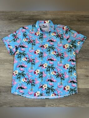 Ann Arbor T-shirt company pink flamingo button down Hawaiian shirt size 3X
